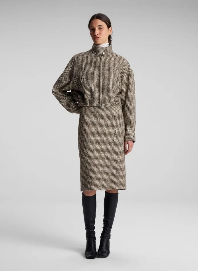 Women Suits ALC Harrison Tweed Houndstooth Jacket Creambrown