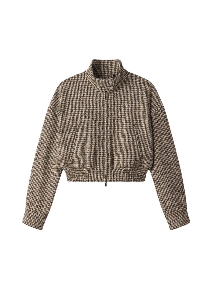 Women Suits ALC Harrison Tweed Houndstooth Jacket Creambrown