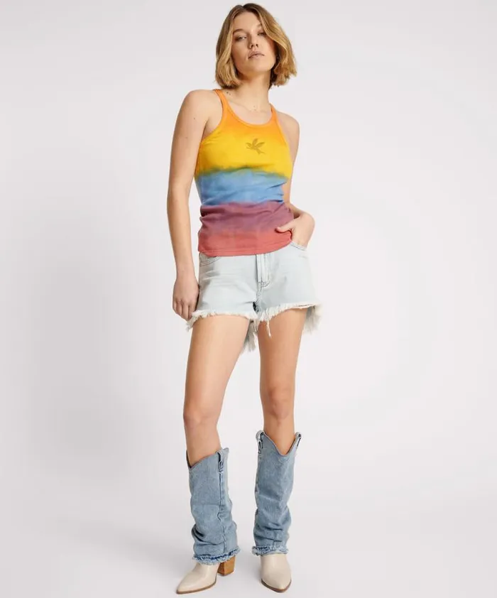 Women SUNSET STRIPE RIB SINGLET One Teaspoon Tees and Tanks Women SUNSET STRIPE RIB SINGLET One Teaspoon Tees and Tanks