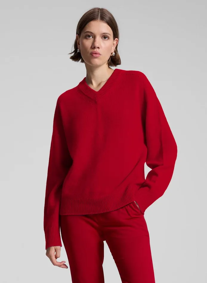 Women Sweaters ALC Calven Cashmere V Neck Sweater Really Red