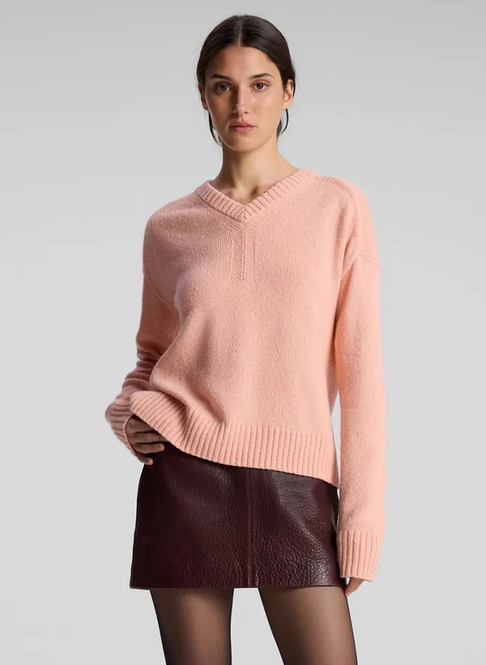 Women Sweaters ALC Harley Wool Cashmere V Neck Sweater Salmon