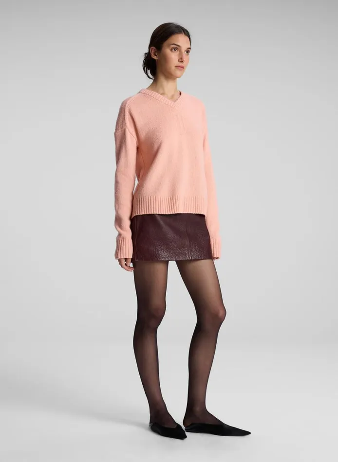 Women Sweaters ALC Harley Wool Cashmere V Neck Sweater Salmon