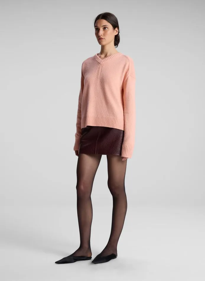 Women Sweaters ALC Harley Wool Cashmere V Neck Sweater Salmon