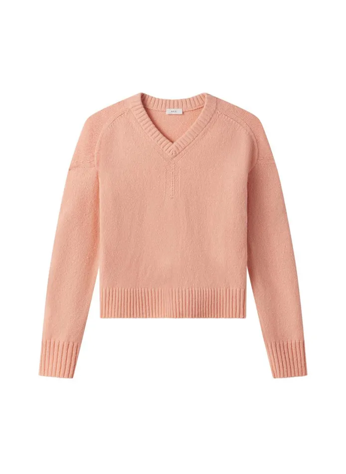Women Sweaters ALC Harley Wool Cashmere V Neck Sweater Salmon
