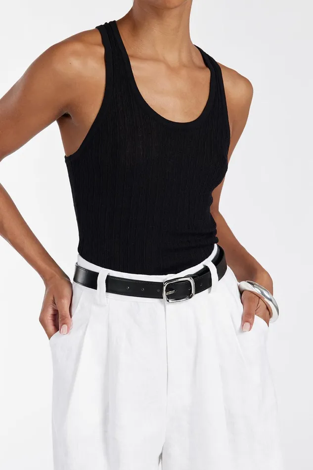Women Tanks DISSH ALMA BLACK TEXTURED SCOOP KNIT TANK