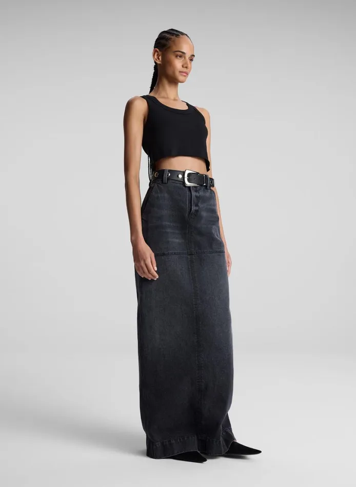 Women Tees and Tanks ALC Halsey Cropped Cotton Rib Tank Black