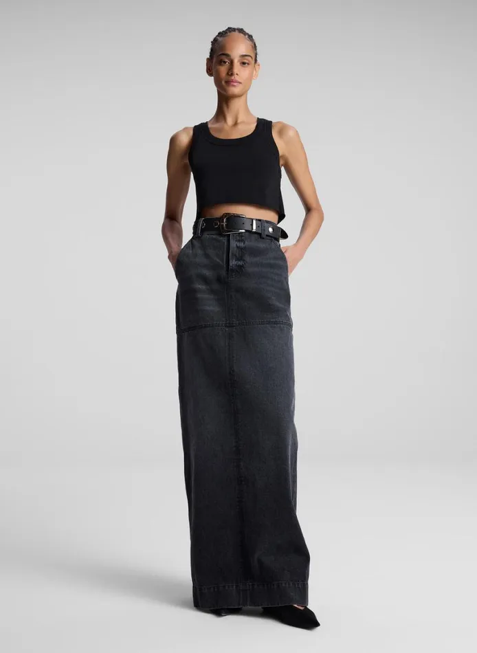 Women Tees and Tanks ALC Halsey Cropped Cotton Rib Tank Black