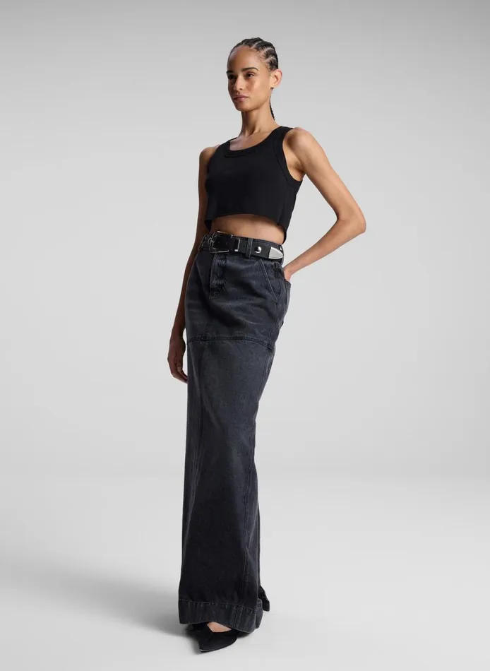 Women Tees and Tanks ALC Halsey Cropped Cotton Rib Tank Black