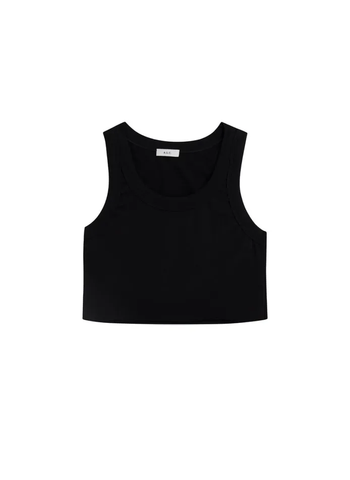 Women Tees and Tanks ALC Halsey Cropped Cotton Rib Tank Black