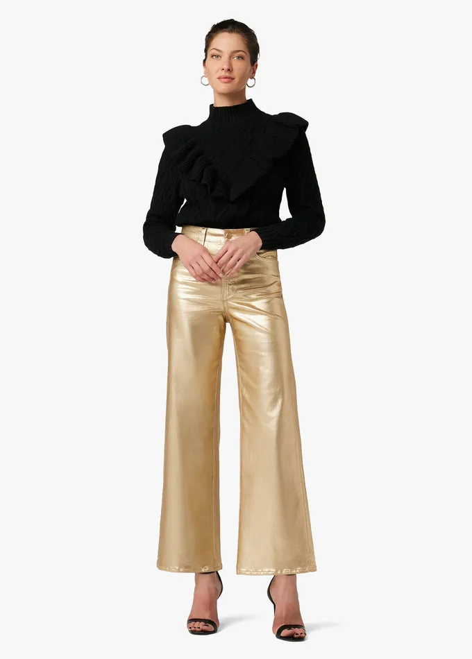Women THE MIA Gold Foil Wide Leg Joe8217s Jeans