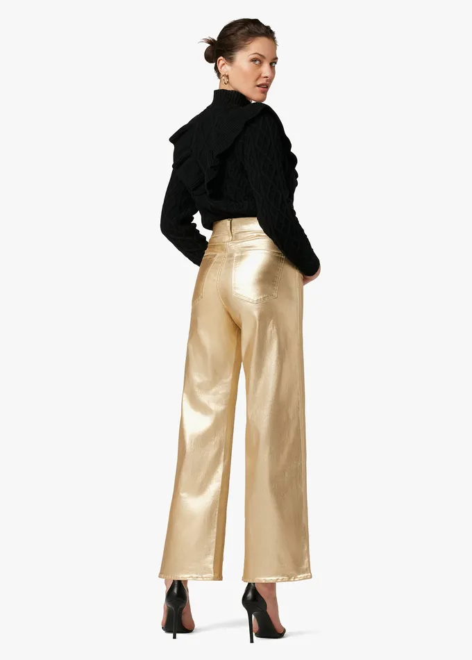Women THE MIA Gold Foil Wide Leg Joe8217s Jeans