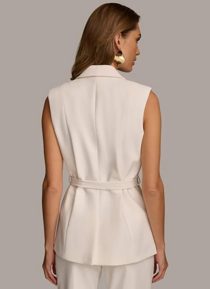 Women TIE WAIST VEST Cream Donna Karan New York Jackets And Blazers Women TIE WAIST VEST Cream Donna Karan New York Jackets And Blazers