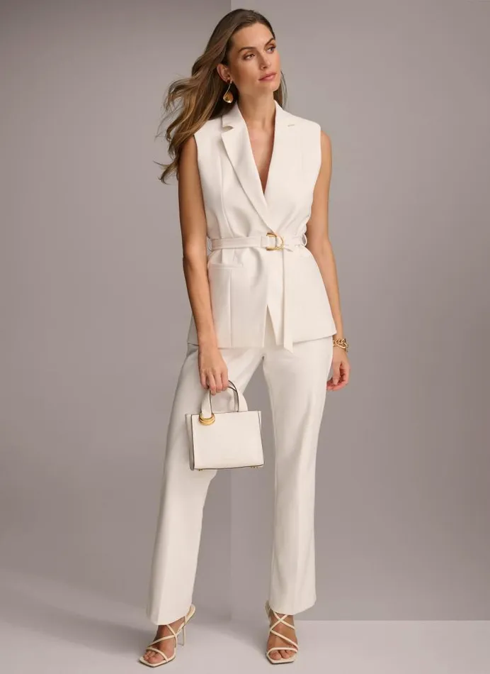 Women TIE WAIST VEST Cream Donna Karan New York Jackets And Blazers Women TIE WAIST VEST Cream Donna Karan New York Jackets And Blazers