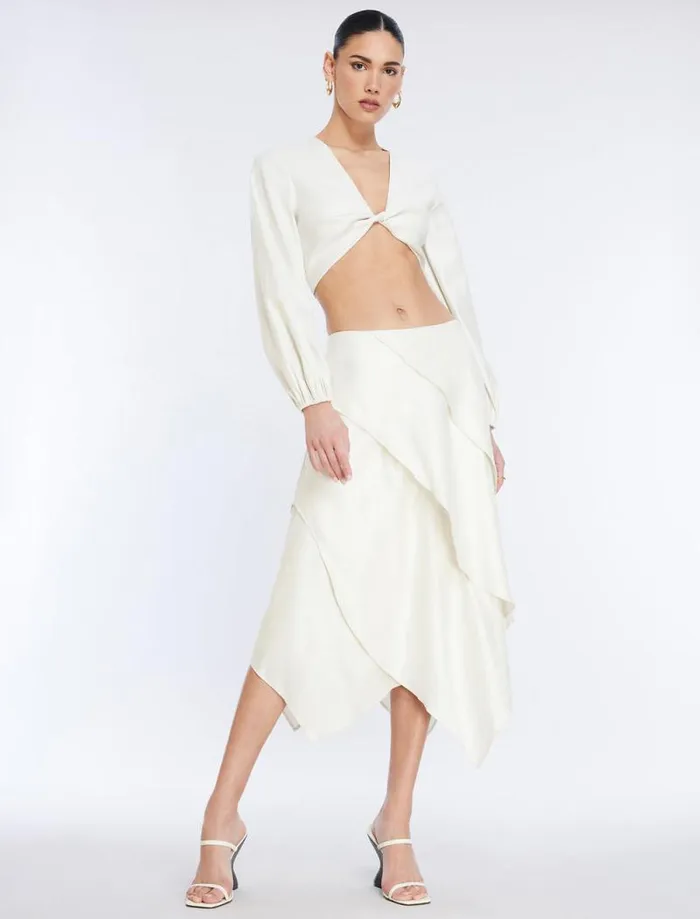 Women Tiered Asymmetrical Skirt Gardenia BCBG Bottoms