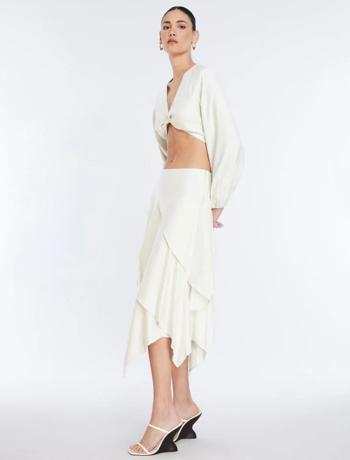 Women Tiered Asymmetrical Skirt Gardenia BCBG Bottoms Women Tiered Asymmetrical Skirt Gardenia BCBG Bottoms