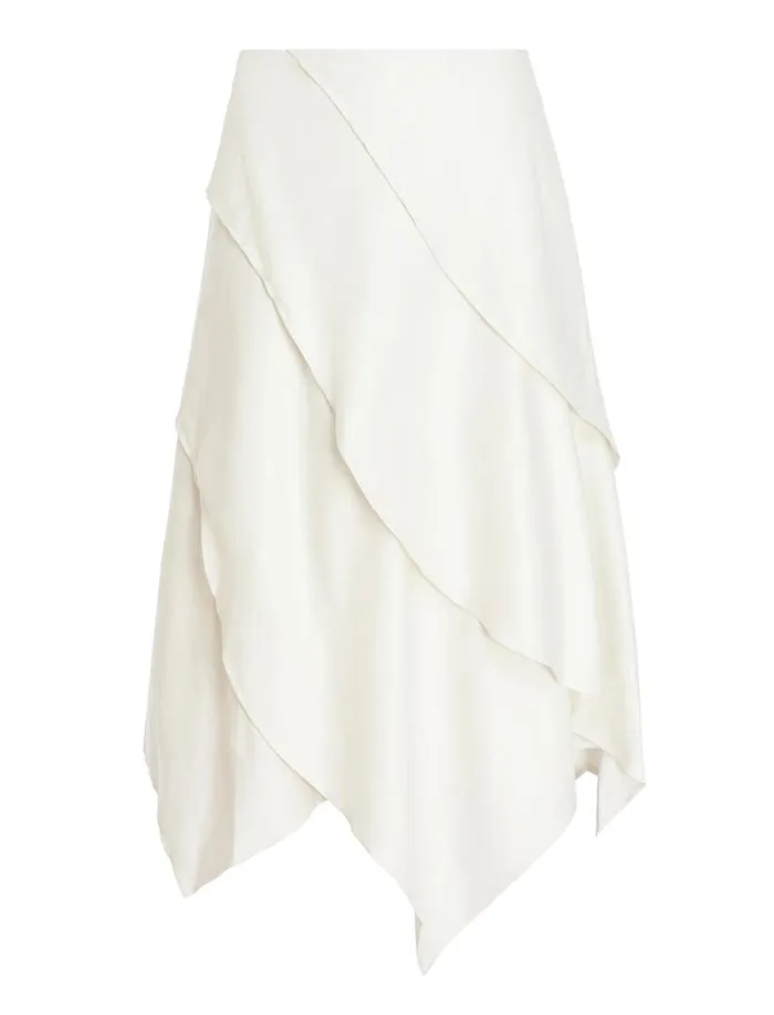 Women Tiered Asymmetrical Skirt Gardenia BCBG Bottoms Women Tiered Asymmetrical Skirt Gardenia BCBG Bottoms