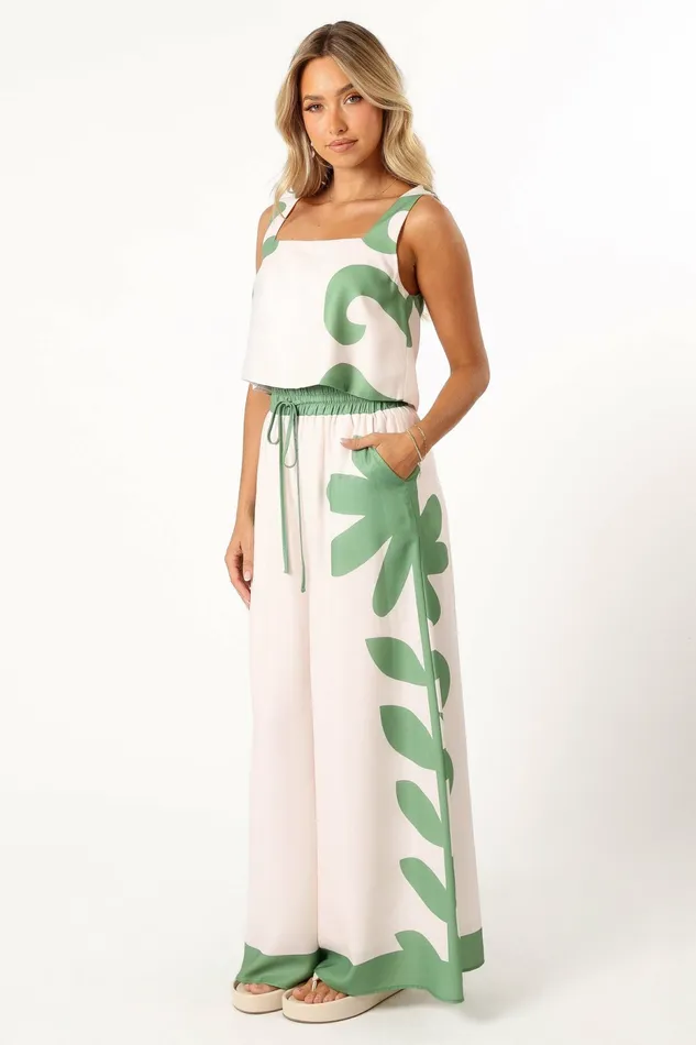 Women Timothy Pant Set Beige Green Matching Sets Petal and Pup
