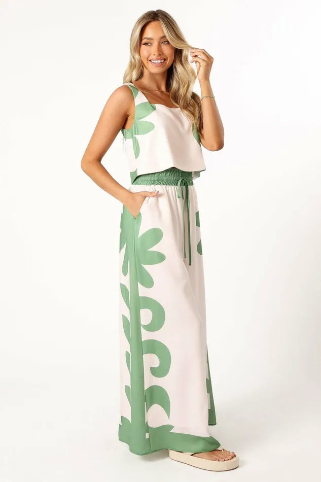 Women Timothy Pant Set Beige Green Matching Sets Petal and Pup