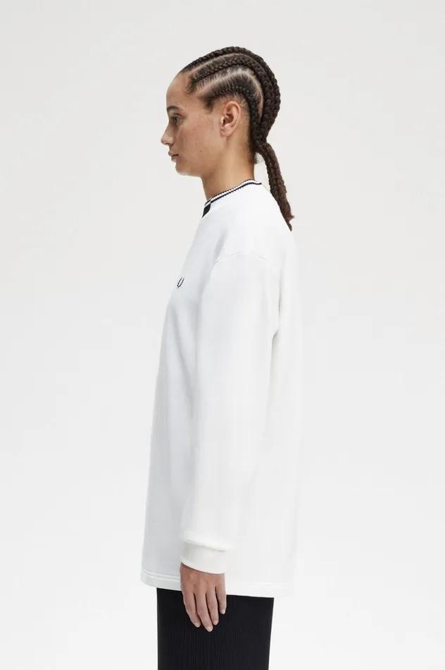 Women Tipped Trim Sweatshirt Snow White Fred Perry Sweatshirts
