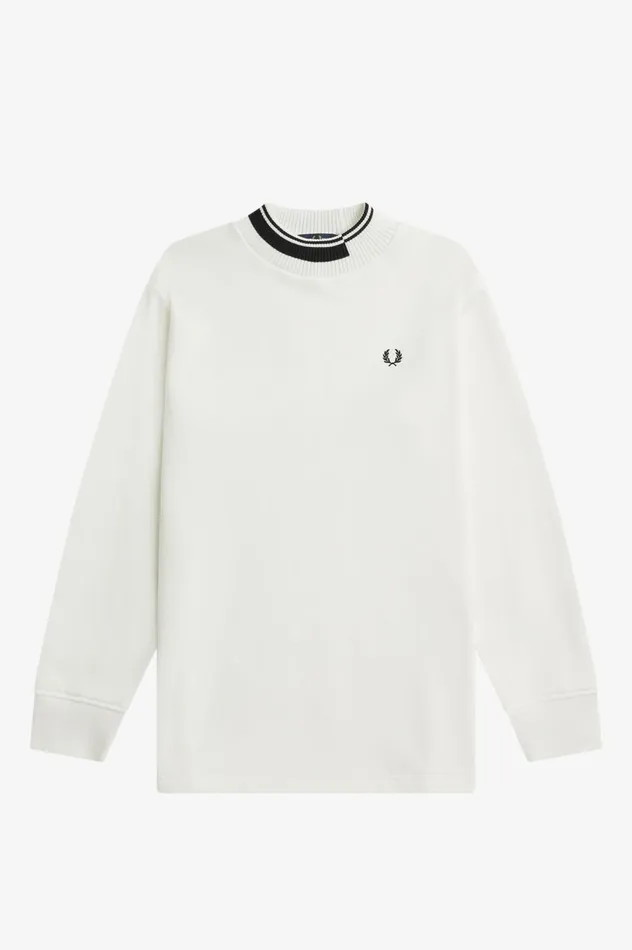 Women Tipped Trim Sweatshirt Snow White Fred Perry Sweatshirts