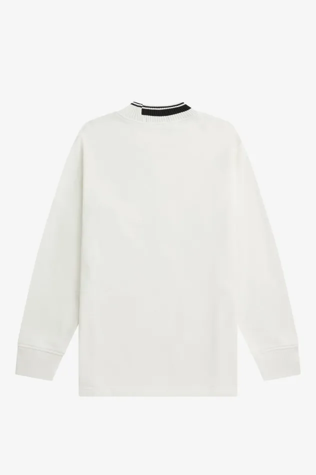 Women Tipped Trim Sweatshirt Snow White Fred Perry Sweatshirts