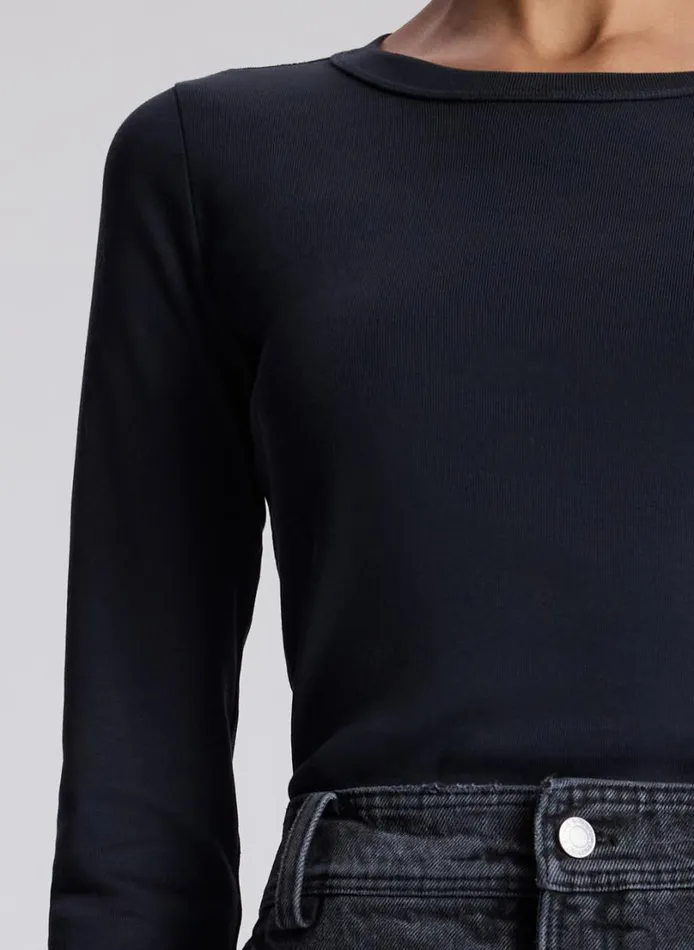 Women Tops ALC Ari Cotton Rib Long Sleeve Tee Black