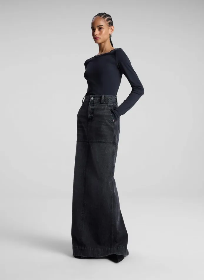 Women Tops ALC Ari Cotton Rib Long Sleeve Tee Black