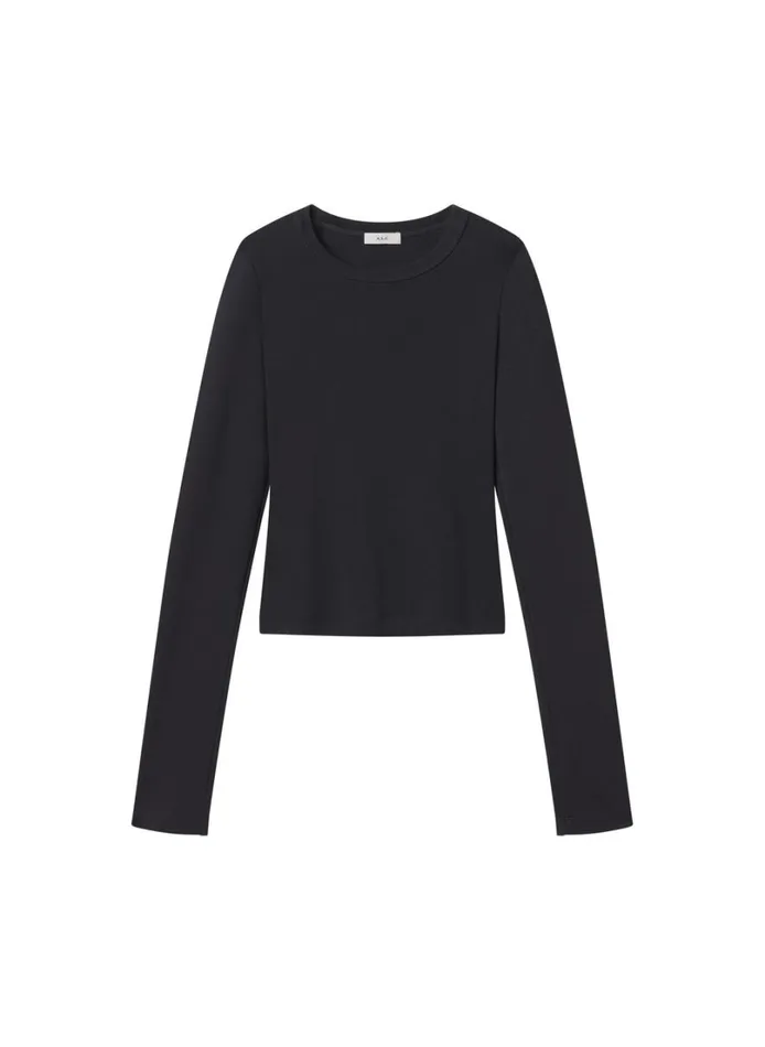 Women Tops ALC Ari Cotton Rib Long Sleeve Tee Black