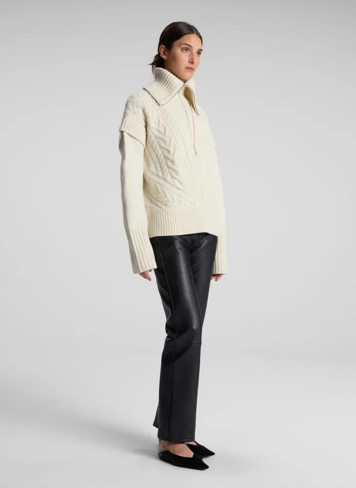 Women Tops ALC Callie Merino Cable Knit Sweater Off White