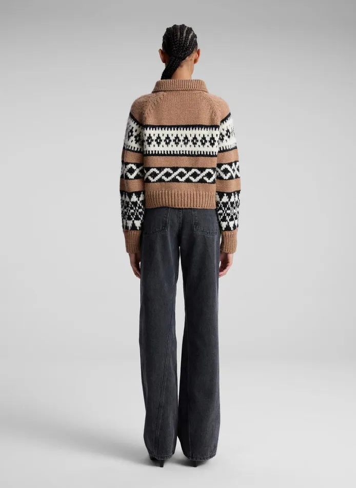 Women Tops ALC Carter Merino Fairisle Sweater Camel Multi