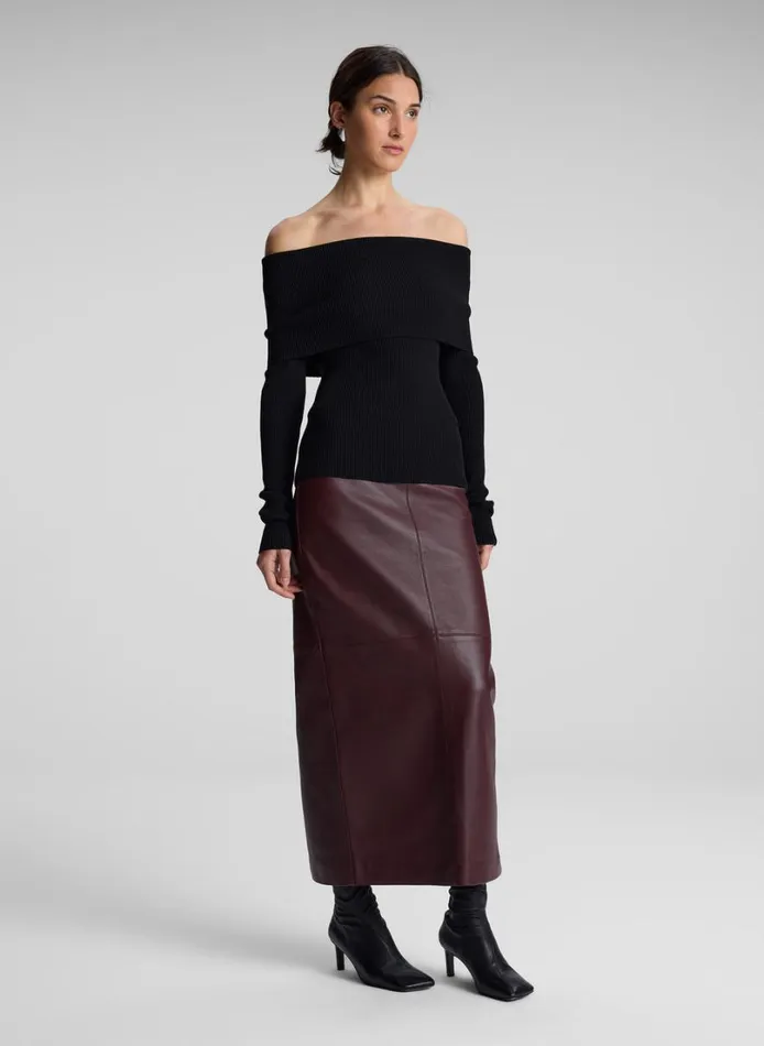 Women Tops ALC Evelyn Merino Off Shoulder Top Black