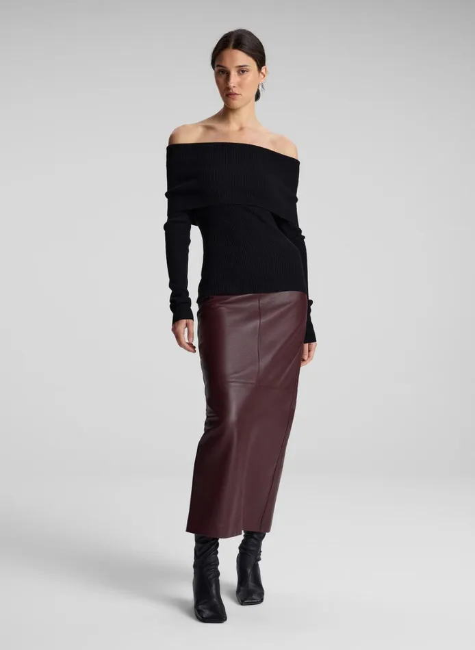 Women Tops ALC Evelyn Merino Off Shoulder Top Black