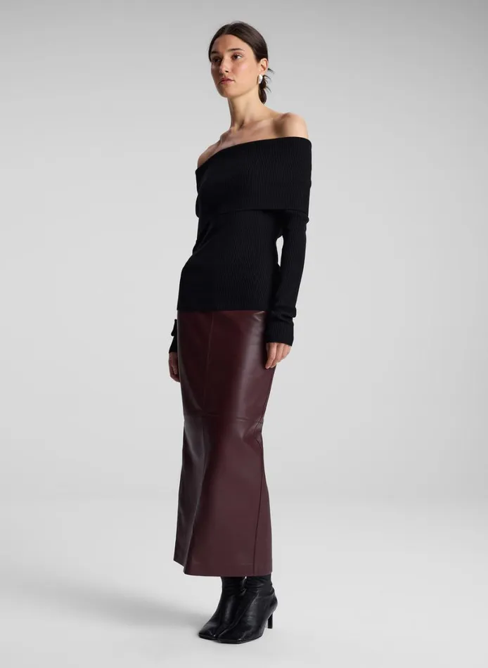 Women Tops ALC Evelyn Merino Off Shoulder Top Black