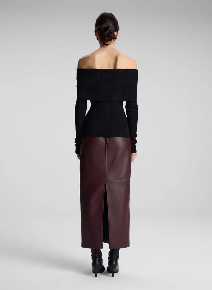 Women Tops ALC Evelyn Merino Off Shoulder Top Black