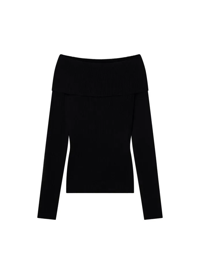 Women Tops ALC Evelyn Merino Off Shoulder Top Black