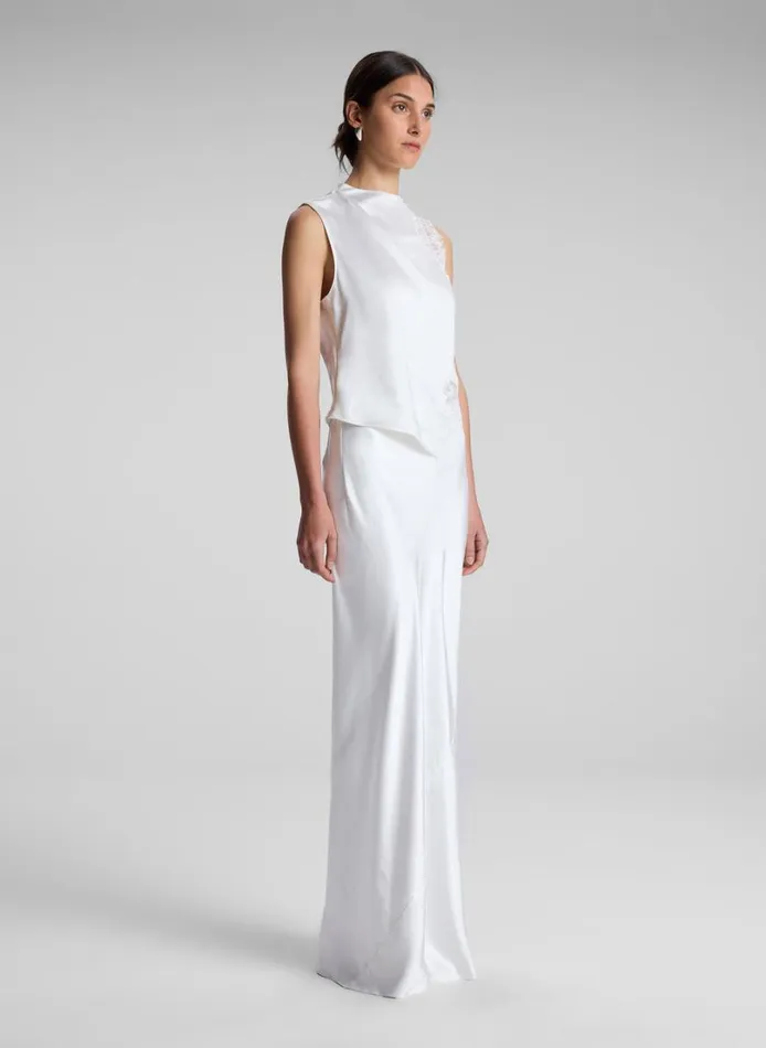 Women Tops ALC Gracie Satin And Lace Sleeveless Top Whisper White