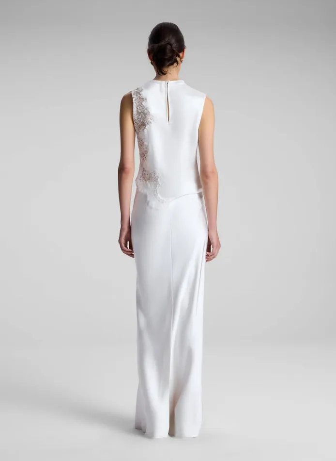 Women Tops ALC Gracie Satin And Lace Sleeveless Top Whisper White