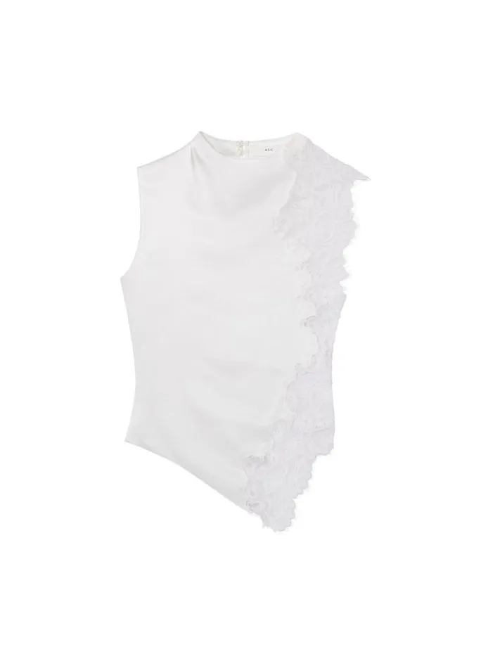 Women Tops ALC Gracie Satin And Lace Sleeveless Top Whisper White