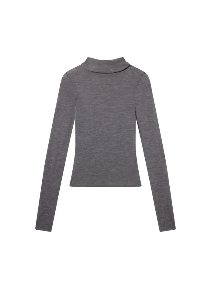 Women Tops ALC Hayes Fine Merino Turtleneck Top Medium Heather Grey