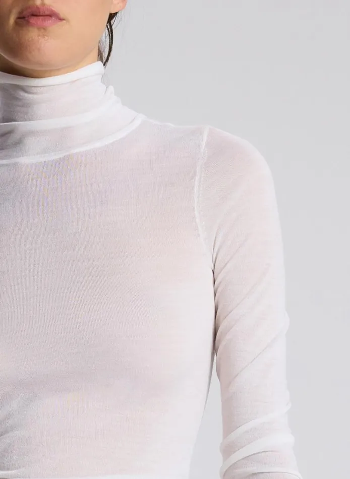 Women Tops ALC Hayes Fine Merino Turtleneck Top White