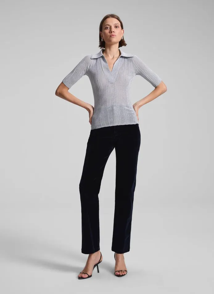 Women Tops ALC Joey Metallic Knit Top Mercury
