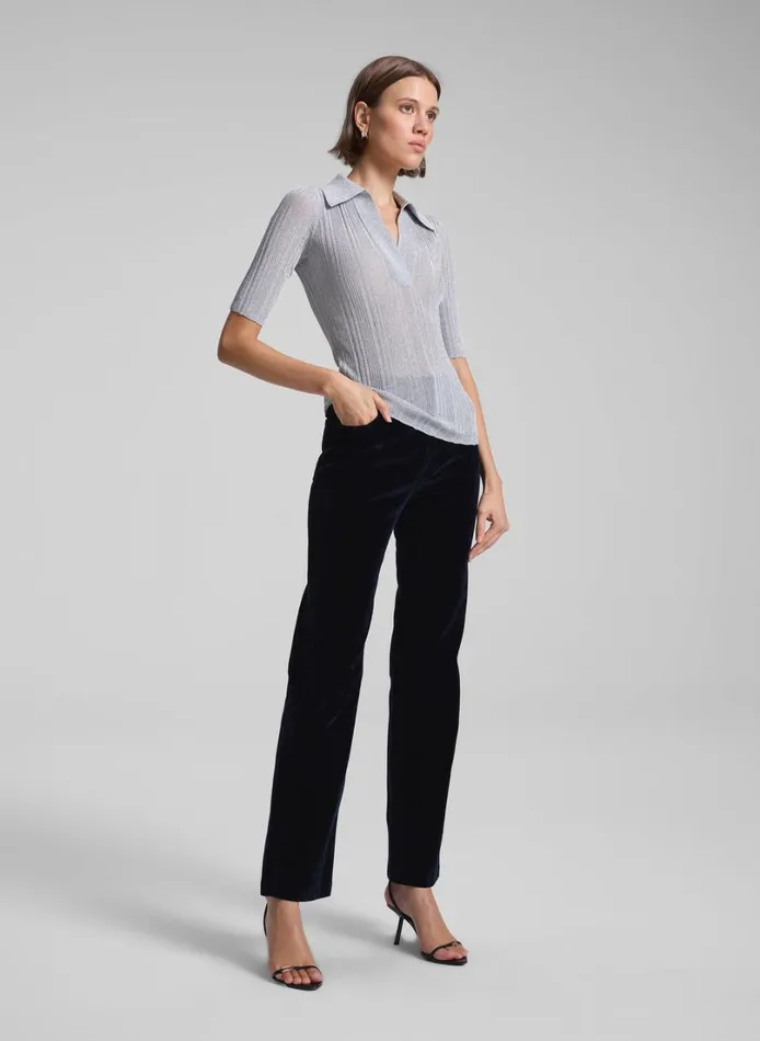 Women Tops ALC Joey Metallic Knit Top Mercury