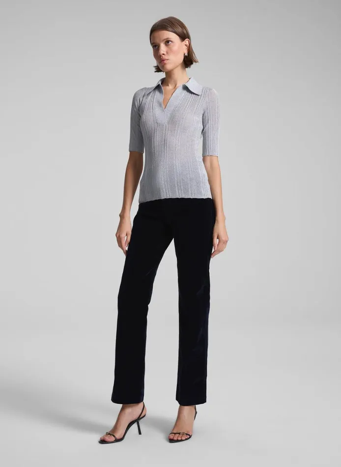 Women Tops ALC Joey Metallic Knit Top Mercury
