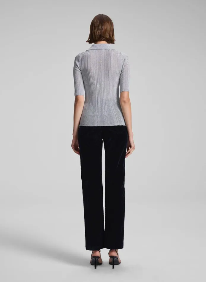 Women Tops ALC Joey Metallic Knit Top Mercury
