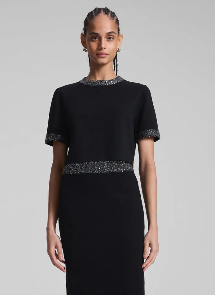 Women Tops ALC Maeve Sequin Embellished Top Blacksilver