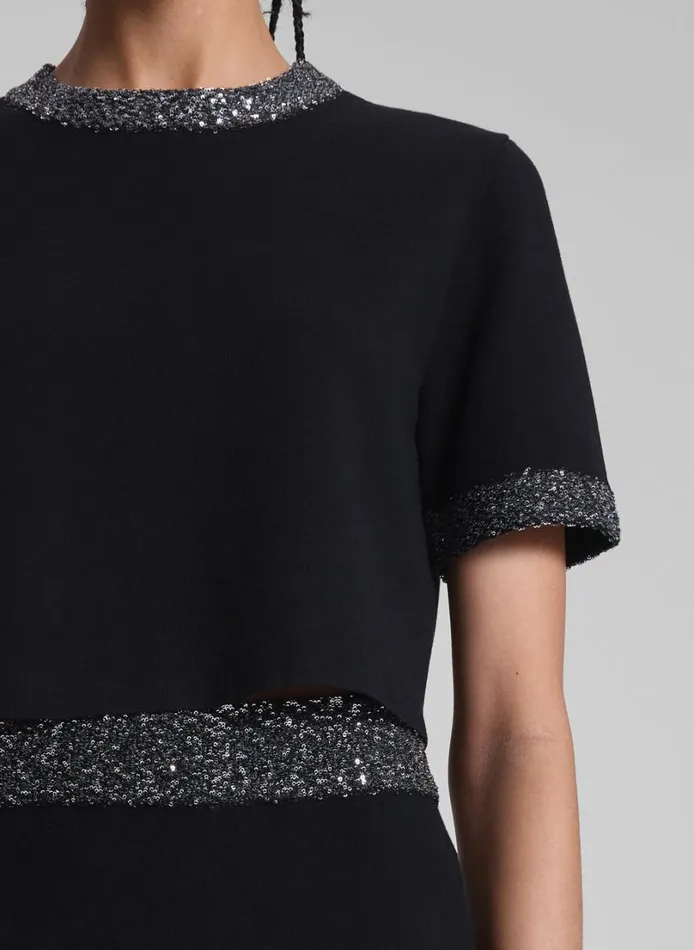 Women Tops ALC Maeve Sequin Embellished Top Blacksilver
