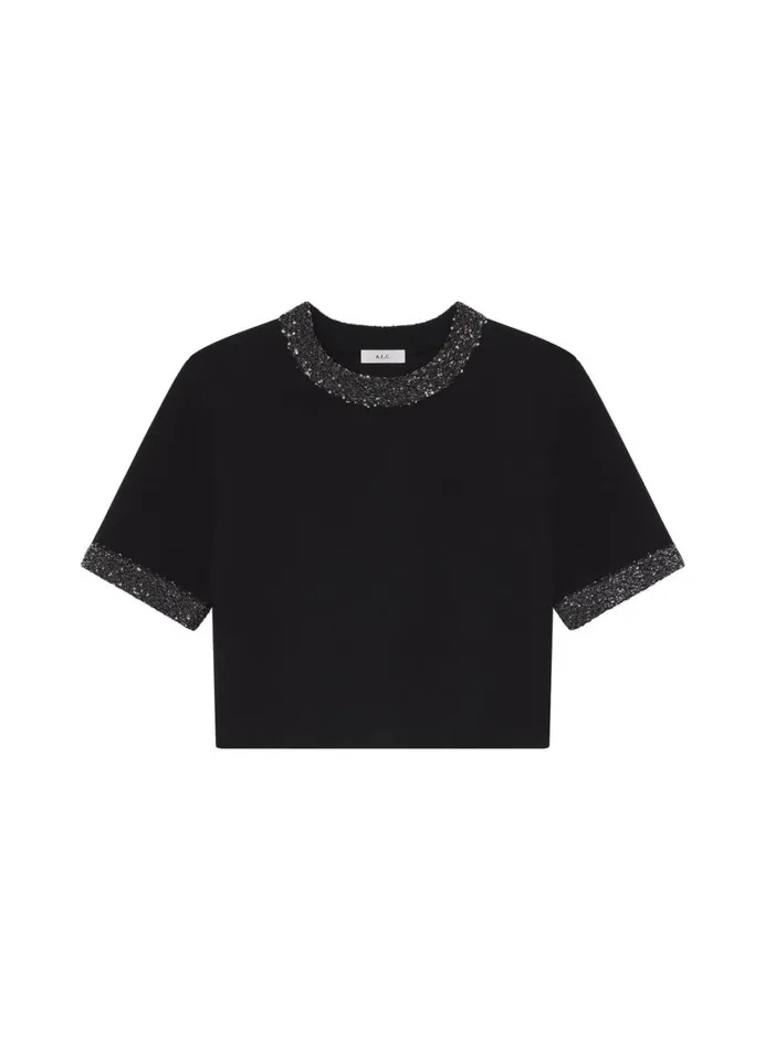 Women Tops ALC Maeve Sequin Embellished Top Blacksilver