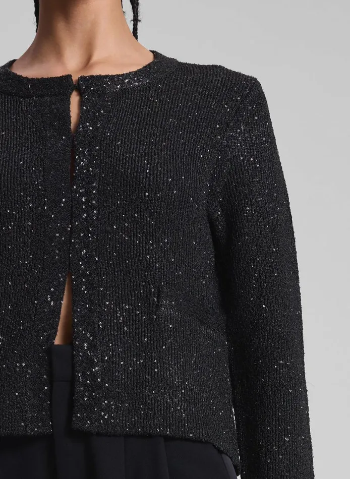 Women Tops ALC Meg Sequin Embellished Cardigan Blackblack