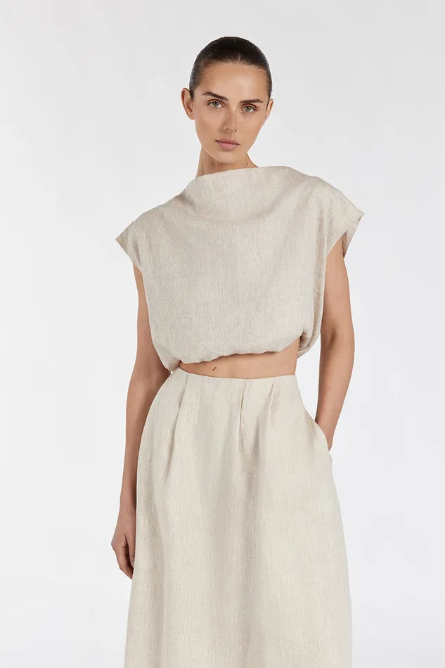 Women Tops DISSH AMY NATURAL LINEN BUBBLE TOP