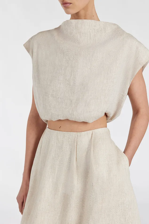 Women Tops DISSH AMY NATURAL LINEN BUBBLE TOP